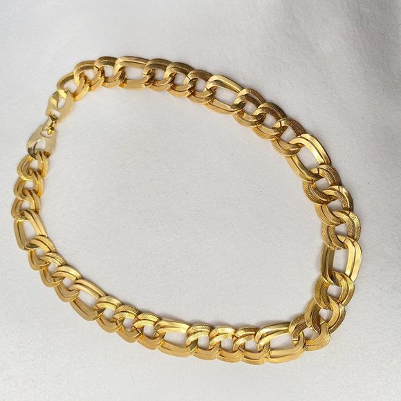 Unisex Necklace Gold Tone Heavy Chain Choker Textured Links Box Clasp - Picture 2 of 8